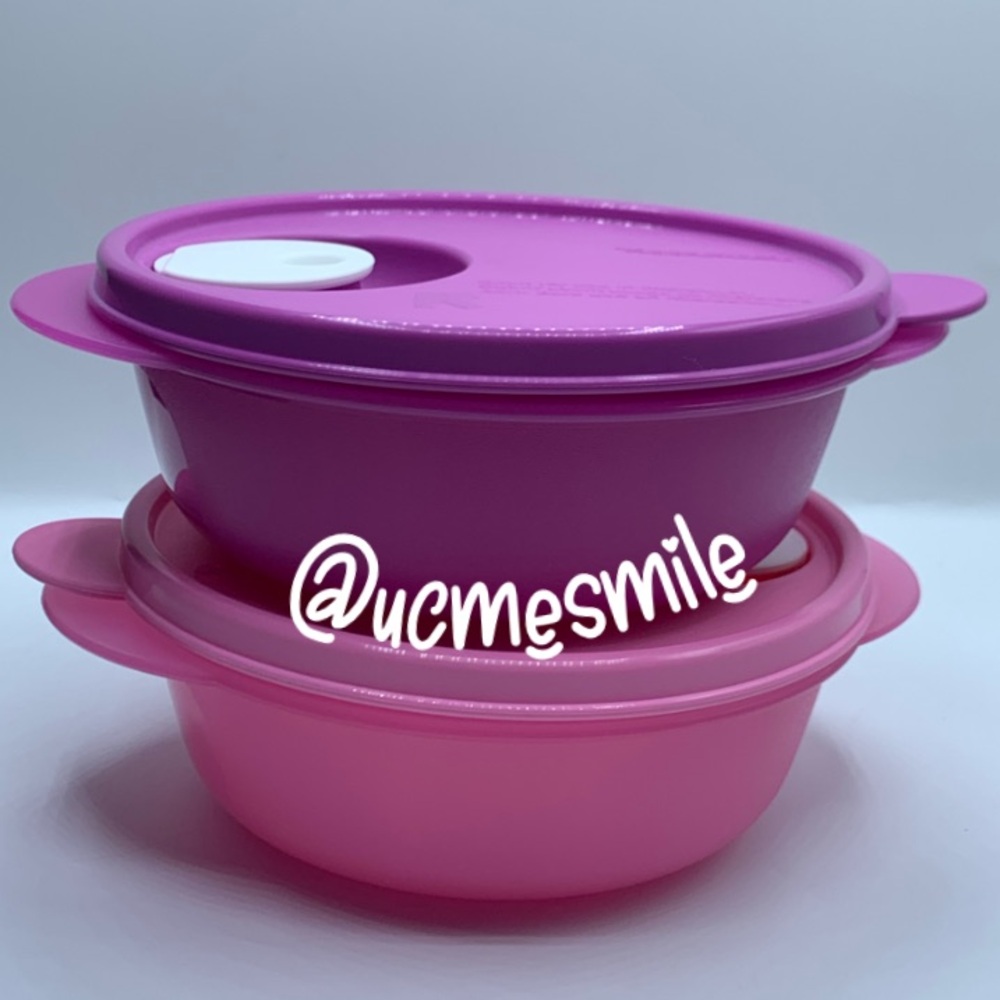 Tupperware Pink/Purple Crystal-wave Microwave-Safe Lunch Bowls